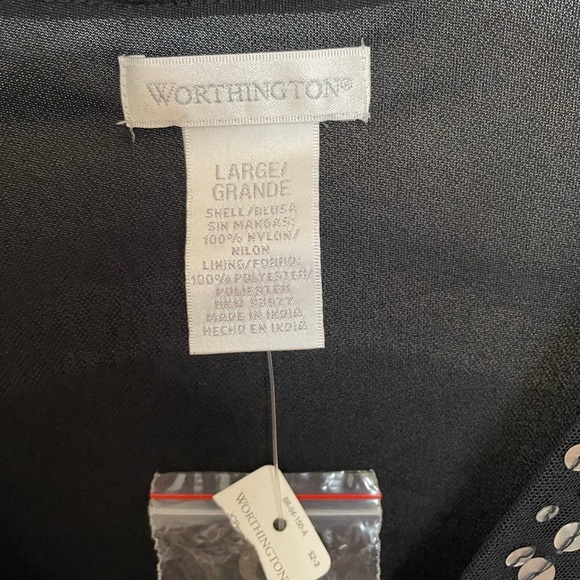 Worthington sleeveless tank top v neck size Large- black with silver sequins NWT - Picture 6 of 6